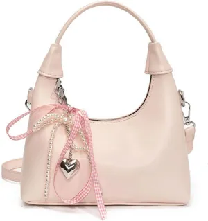 Cute Purse Small Hobo Bag Bow Pearl Charm Y2k Mini Purses Retro Classic Elegance Luxurious and Vintage Handbag