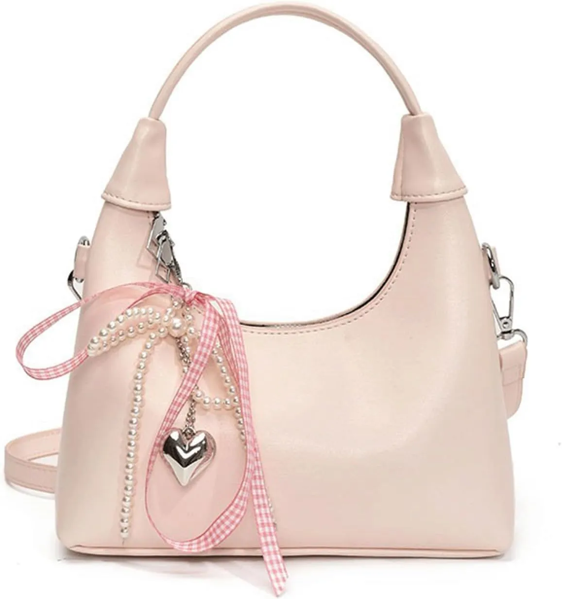 Cute Purse Small Hobo Bag Bow Pearl Charm Y2k Mini Purses Retro Classic Elegance Luxurious and Vintage Handbag