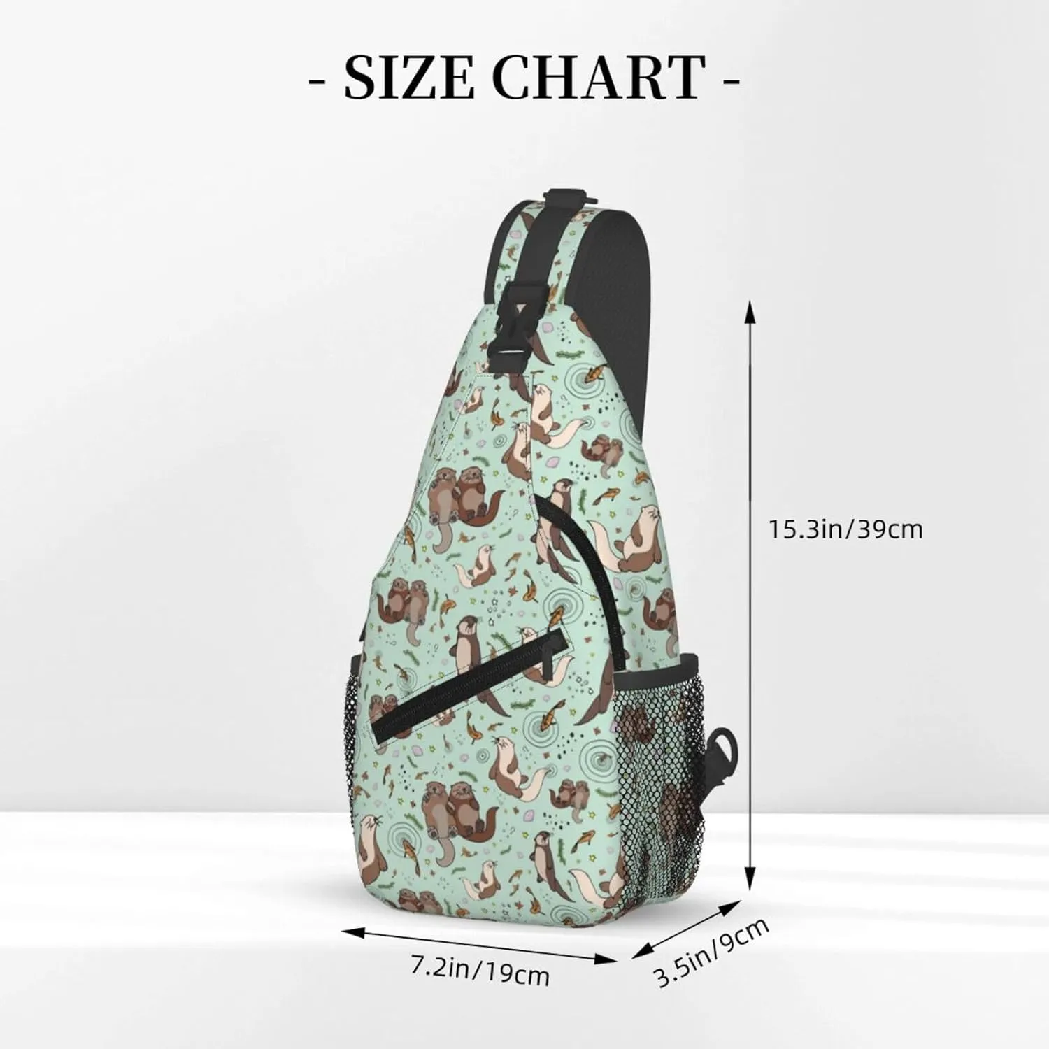 Cute Sea Otters Sling Bag Casual Chest Bags Adjustable Crossbody Bag Shoulder Backpack For Travel Hiking
