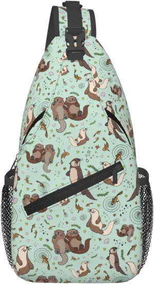Cute Sea Otters Sling Bag Casual Chest Bags Adjustable Crossbody Bag Shoulder Backpack For Travel Hiking