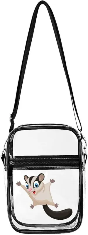 Cute Sugar Glider Clear Purse Stadium Crossbody Bags with Adjustable and Removable Strap Shoulder Handbags
