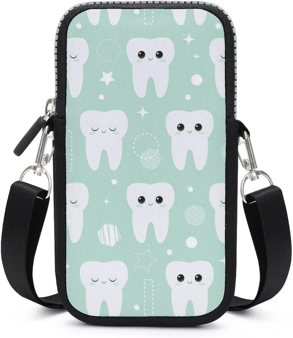 Cute Teeth Pattern Women Crossbody Phone Purse Adjustable Strap Cell Phone Shoulder Bag Small Belt Bag