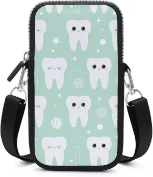 Cute Teeth Pattern Women Crossbody Phone Purse Adjustable Strap Cell Phone Shoulder Bag Small Belt Bag