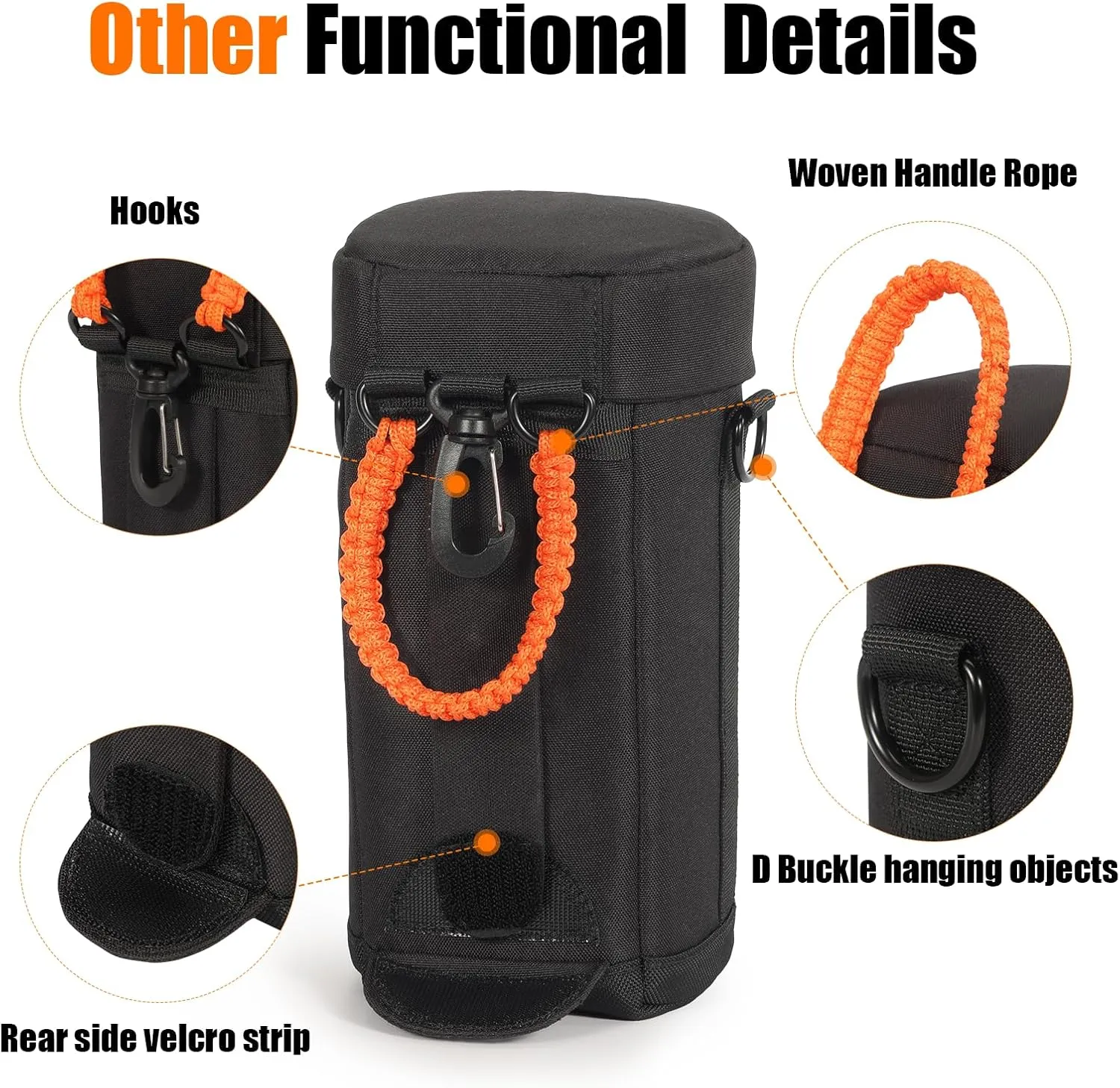 Cwatcun Camera Lens Case, Hard Case Shockproof DSLR Camera Lens Pouch with Shoulder Strap, Water Resistant for Nikon, Sony, Fuji, Canon and Other Lenses Below 3.03" x 7.87" (D x L)