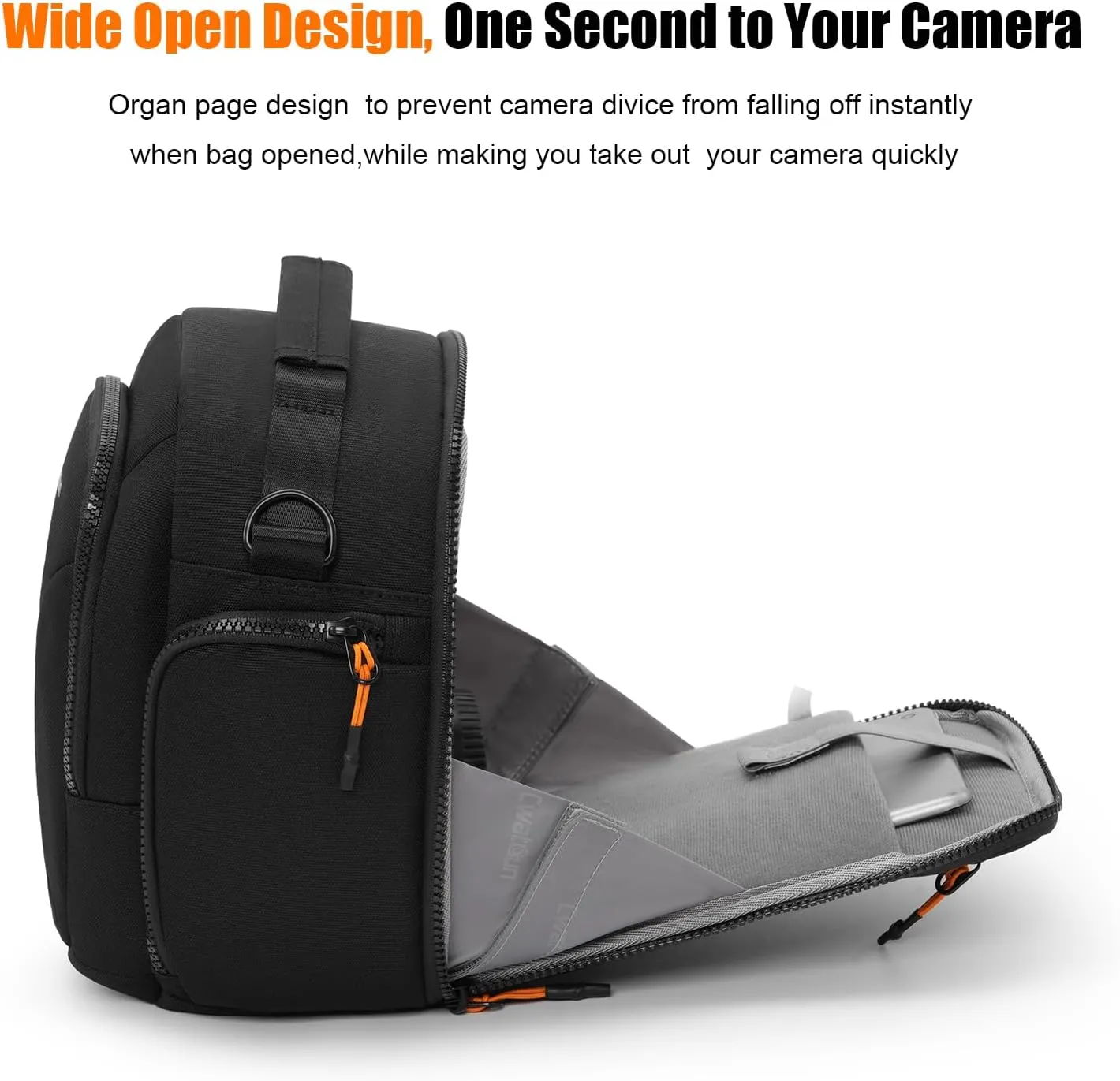 Cwatcun Campact Camera Bag Camera Sling Case for Canon Nikon Sony Fuji Cameras, Lens, DSLR SLR Mirrorless, Shoulder Corssbody Camera Bag, Travel Photography Water-resistant Bag Purse, Black