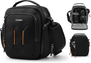 Cwatcun Campact Camera Bag Camera Sling Case for Canon Nikon Sony Fuji Cameras, Lens, DSLR SLR Mirrorless, Shoulder Corssbody Camera Bag, Travel Photography Water-resistant Bag Purse, Black