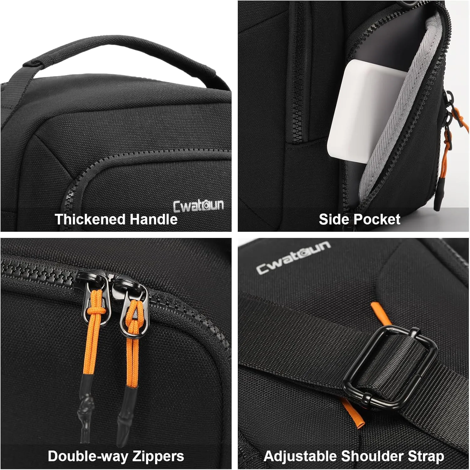 Cwatcun Campact Camera Bag Camera Sling Case for Canon Nikon Sony Fuji Cameras, Lens, DSLR SLR Mirrorless, Shoulder Corssbody Camera Bag, Travel Photography Water-resistant Bag Purse, Black