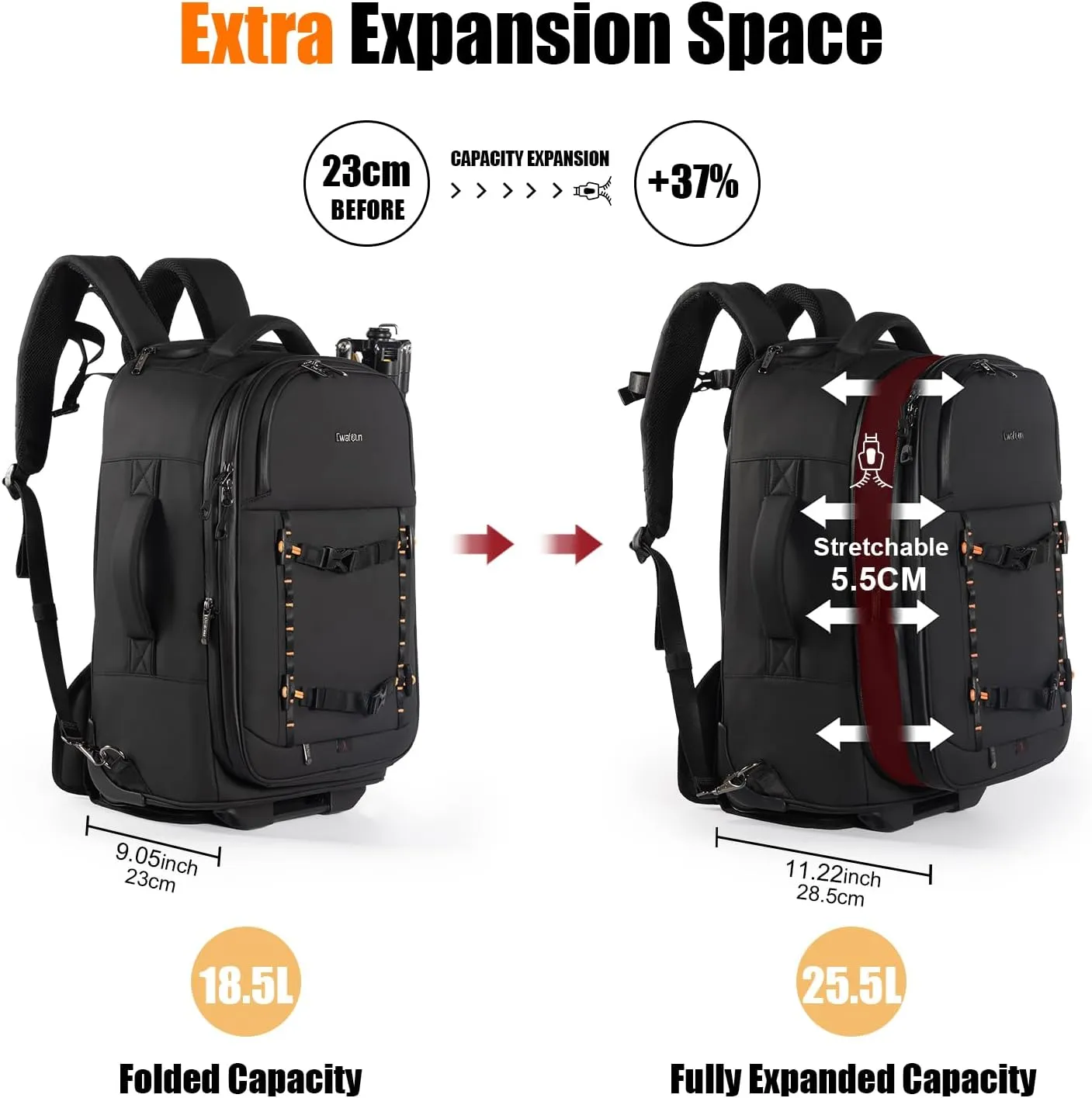 Cwatcun D136Camera Backpack Rolling