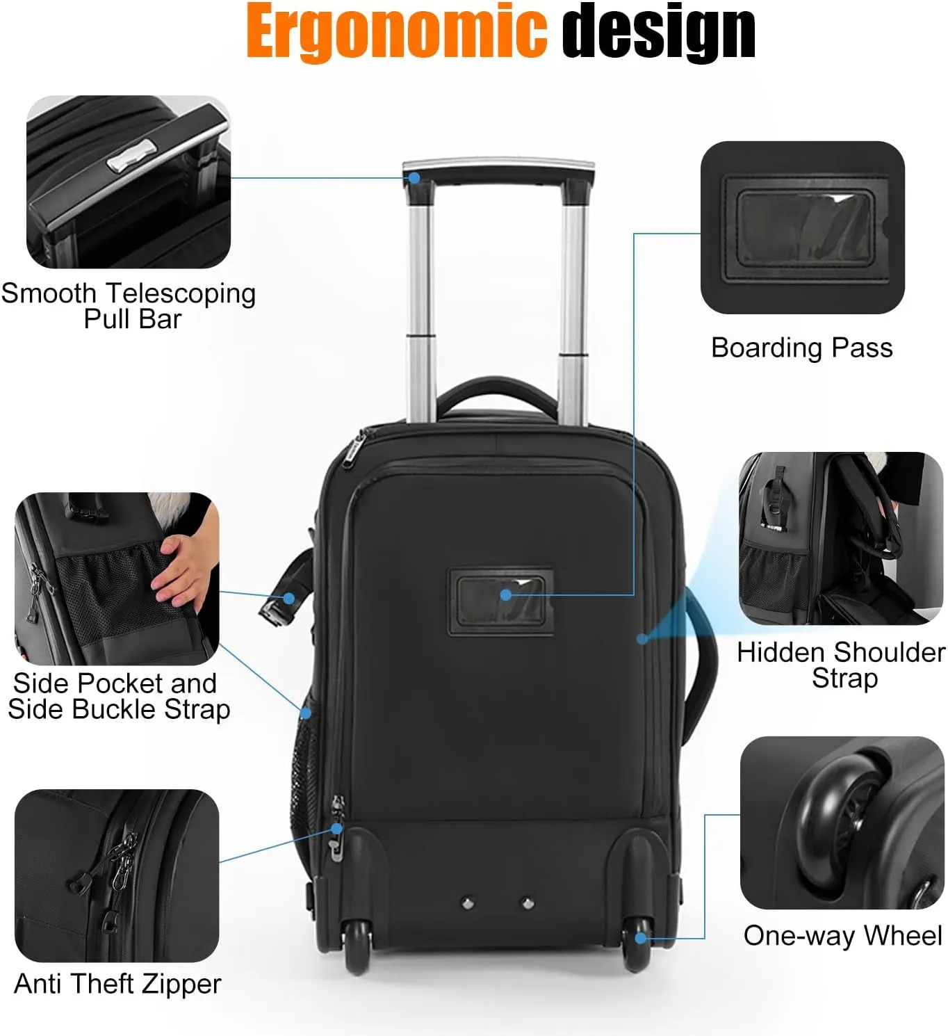 Cwatcun D136Camera Backpack Rolling