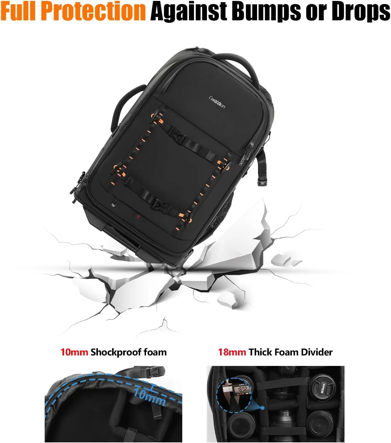 Cwatcun D136Camera Backpack Rolling
