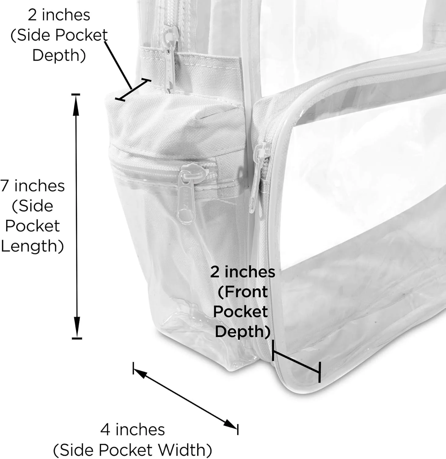 DALIX Clear Backpack Bags Smooth Plastic (White)
