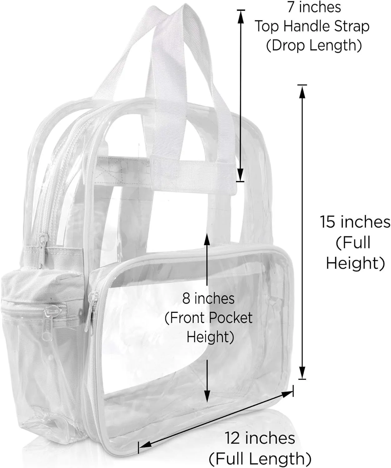 DALIX Clear Backpack Bags Smooth Plastic (White)
