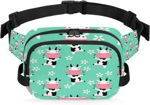 Dancing Cow Fanny Pack for Women Men Waterproof Belt Bag Crossbody Waist Bag with Adjustable Strap Fashion Waist Packs for Casual Running Gym Hiking Travel Workout Cycling