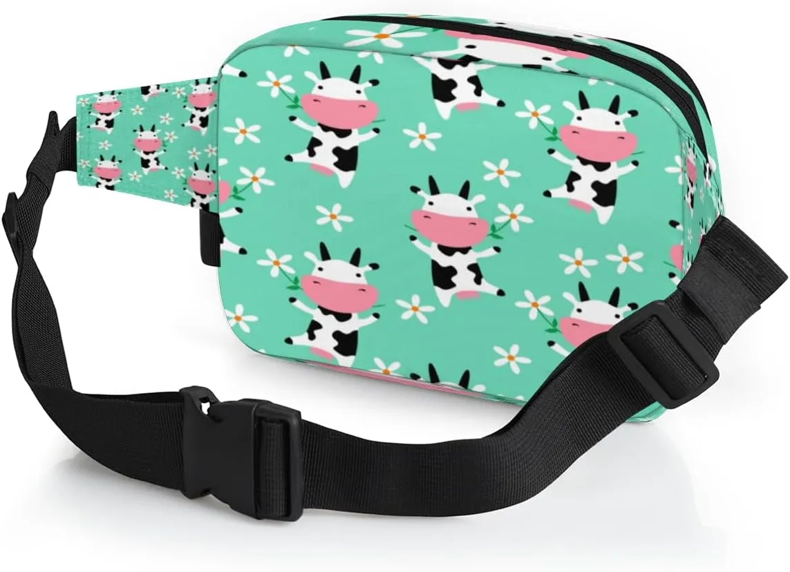 Dancing Cow Fanny Pack for Women Men Waterproof Belt Bag Crossbody Waist Bag with Adjustable Strap Fashion Waist Packs for Casual Running Gym Hiking Travel Workout Cycling