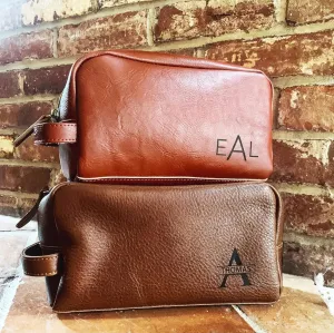 Danique Jewelry Personalized Genuine Leather Toiletry Bag, Men's Dopp Kit, Men's Bag Engraved with Monogram or Name
