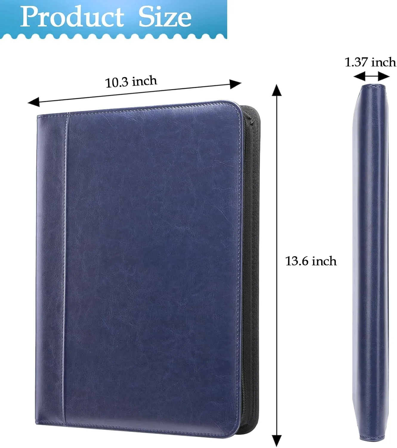 Darolin [Safe Zippered Portfolio Padfolio Organizer Binder with Clipboard, Leather Business Interview Resume Document Holder Folder Planner Organizer for Office Conference Notepad Bag for Men Women