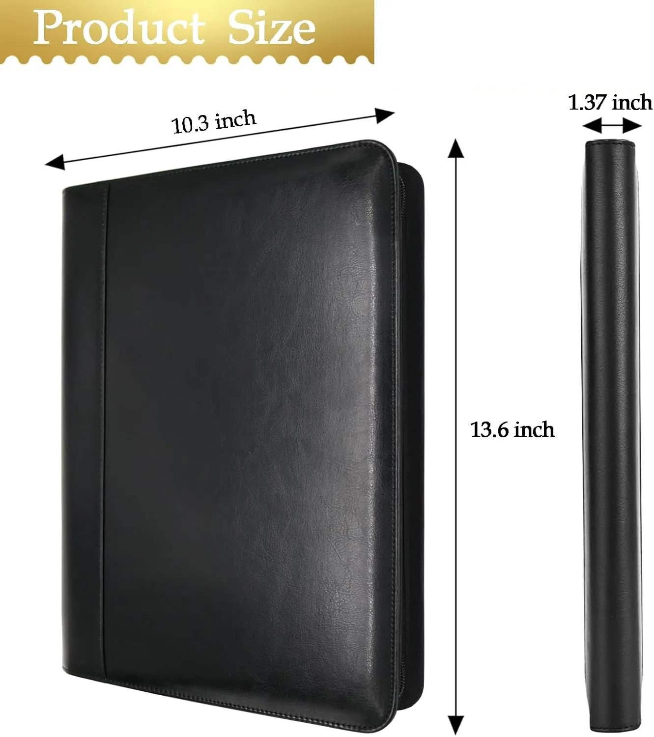 Darolin [Safe Zippered Portfolio Padfolio Organizer Binder with Clipboard, Leather Business Interview Resume Document Holder Folder Planner Organizer for Office Conference Notepad Bag for Men Women