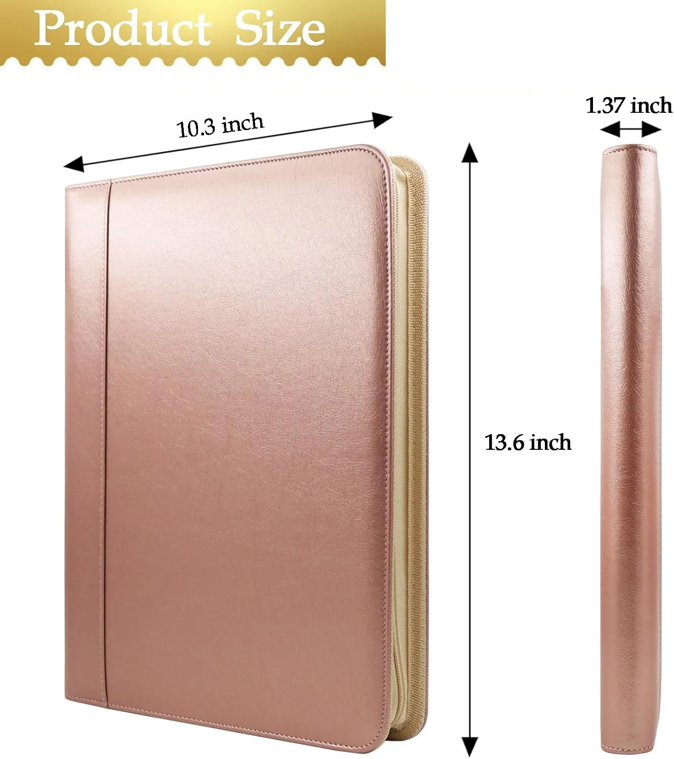 Darolin [Safe Zippered Portfolio Padfolio Organizer Binder with Clipboard, Leather Business Interview Resume Document Holder Folder Planner Organizer for Office Conference Notepad Bag for Men Women