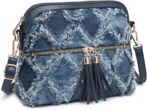Dasein Women Tassel Zipper Pocket Crossbody Bag Shoulder Purse Fashion Travel Bag with Multi Pockets