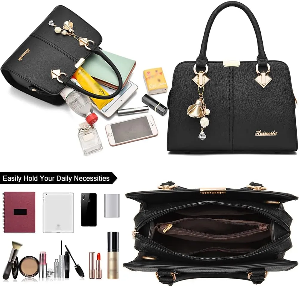 Dayfine Women Handbag Satchel Bag Top Handle Bag Faux Leather Tote Purse Shoulder Bag Briefcase Minimalist Lady