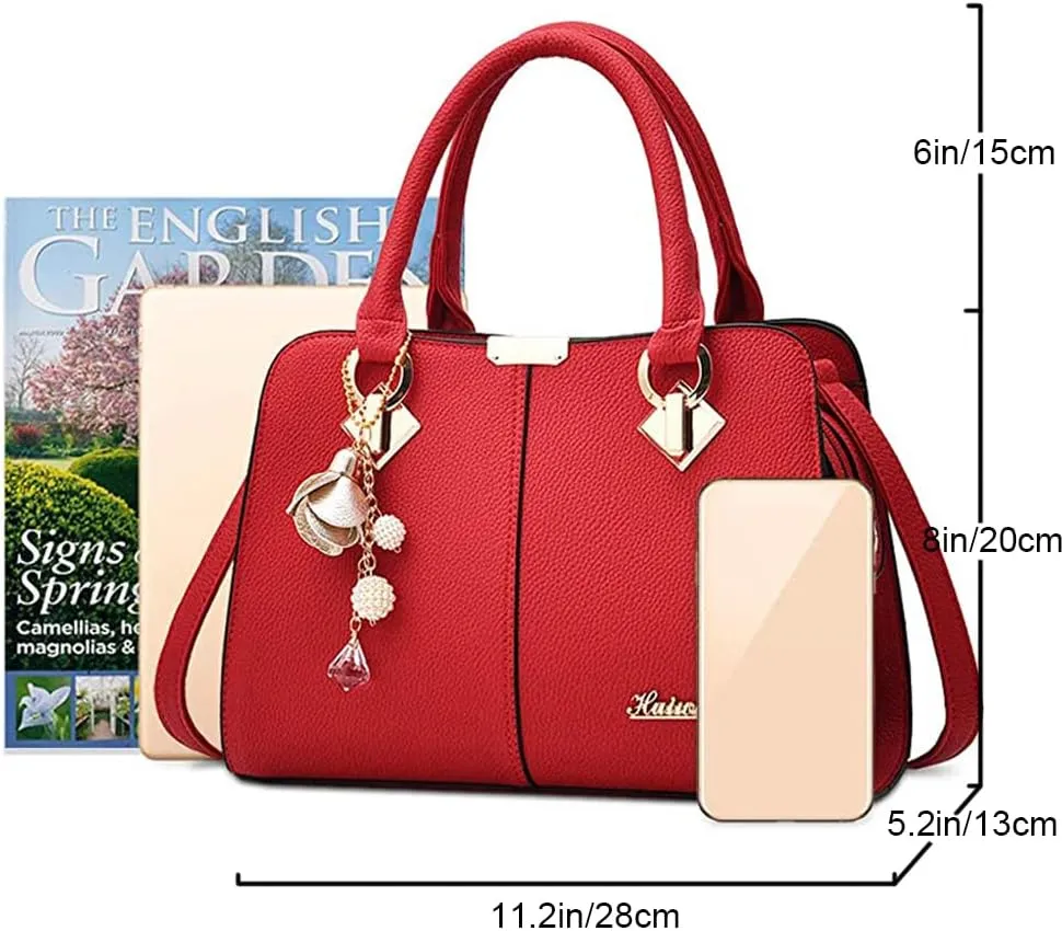 Dayfine Women Handbag Satchel Bag Top Handle Bag Faux Leather Tote Purse Shoulder Bag Briefcase Minimalist Lady