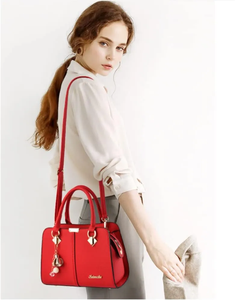 Dayfine Women Handbag Satchel Bag Top Handle Bag Faux Leather Tote Purse Shoulder Bag Briefcase Minimalist Lady