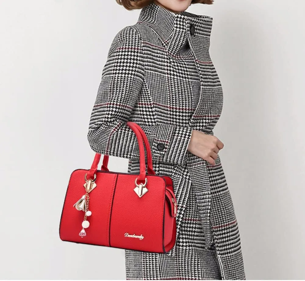 Dayfine Women Handbag Satchel Bag Top Handle Bag Faux Leather Tote Purse Shoulder Bag Briefcase Minimalist Lady