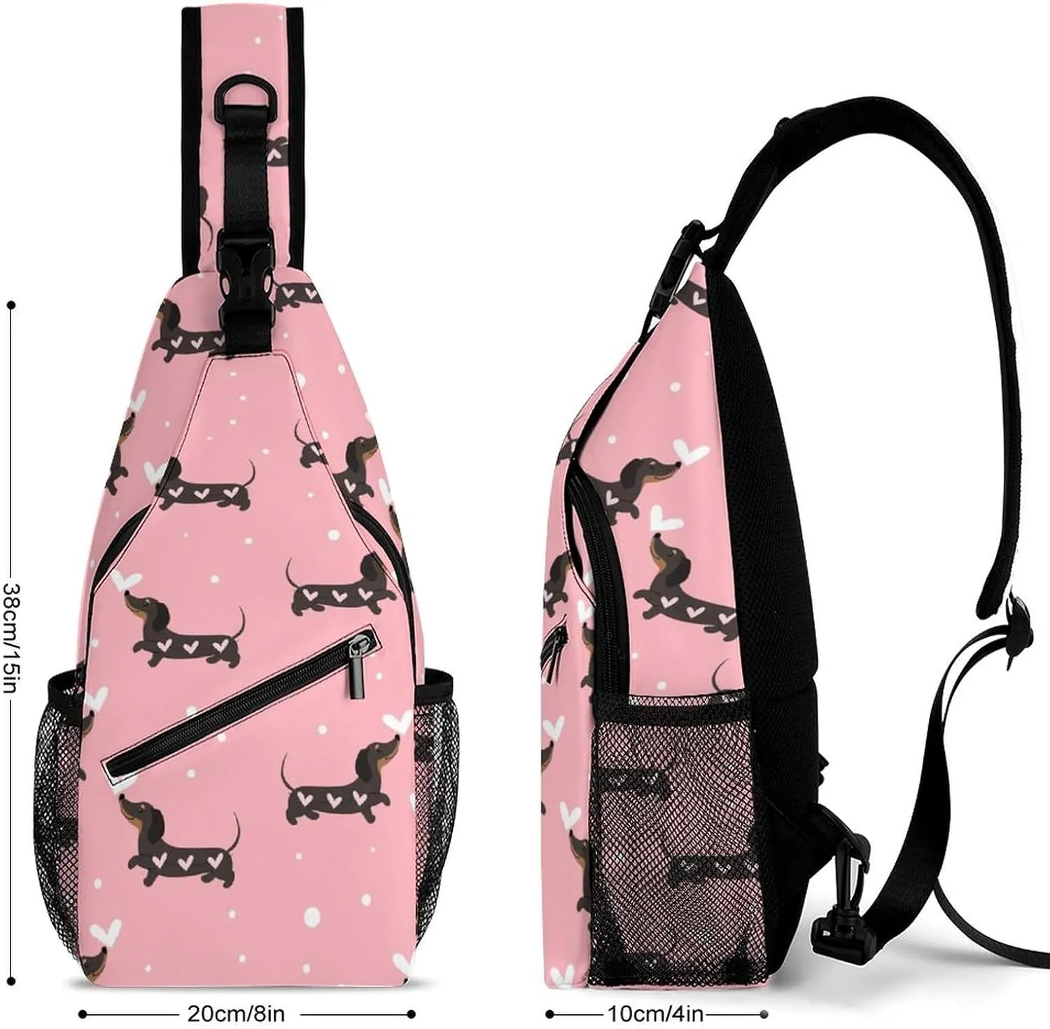 Dechshund Sling Backpack Mens Women Crossbody Backpack Chest Bag Cycling Daypack Hiking Bag Casual Daypacks Sports Backpacks