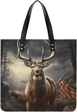 Deer Hunting Season Large Leather Handbags Women Fashion Handbag Multifunctional Travel Bag It Is A Great Gift for Mothers, Teachers, Friends, Bridesmaids