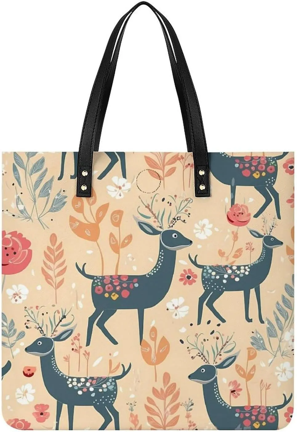 Deer Pattern Tote Bag Durable Water-Resistant Handbags Lightweight Tote for Travel Work Book