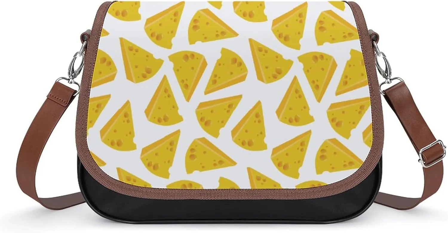 Delicious Cheese Print Women's Printed Wallet Leather Crossbody Bag with Adjustable Strap Shoulder Bag
