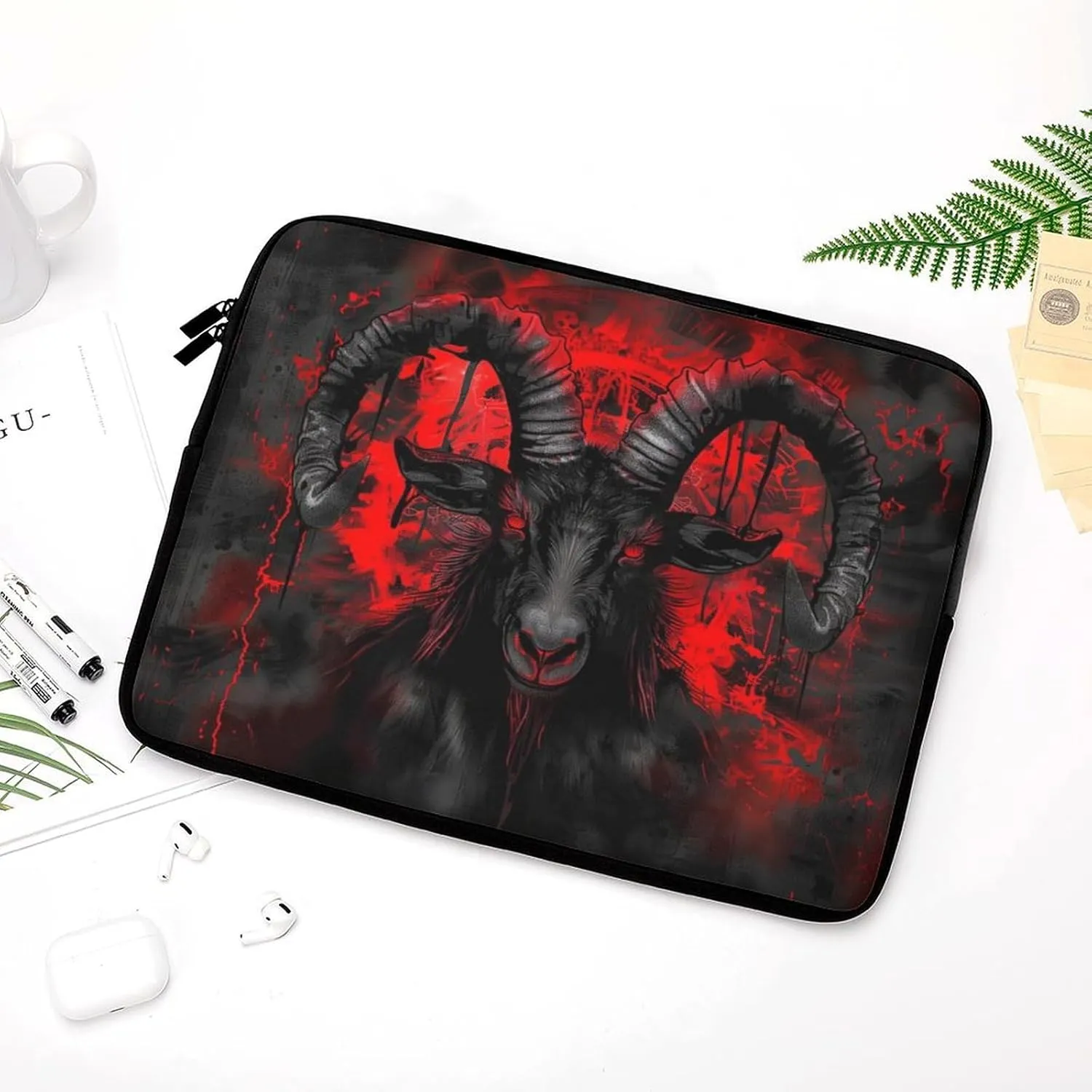 Demon Goat Head Gothic Laptop Sleeve 13/15 Inch Briefcase Cover Shockproof Protective Case Handbags Portable Laptop Bag