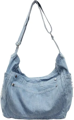 Denim Crossbody Bag Casual Messenger Shoulder Bag Change Purse Travel Daypacks