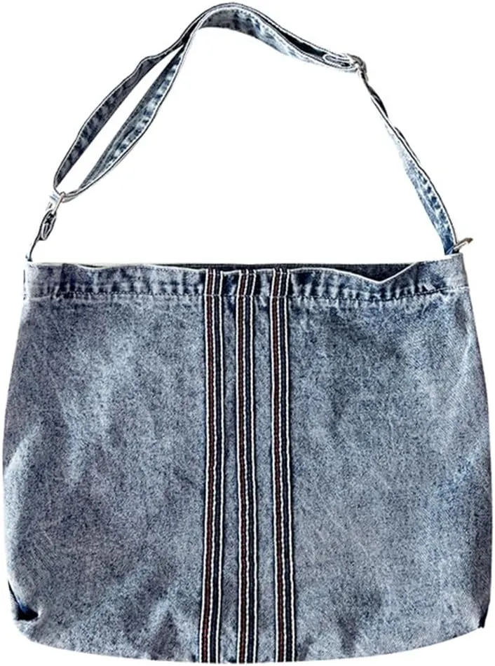 Denim Crossbody Bag for Women Retro Messenger Bag Purses Hobo Tote Satchel for Vacation Work