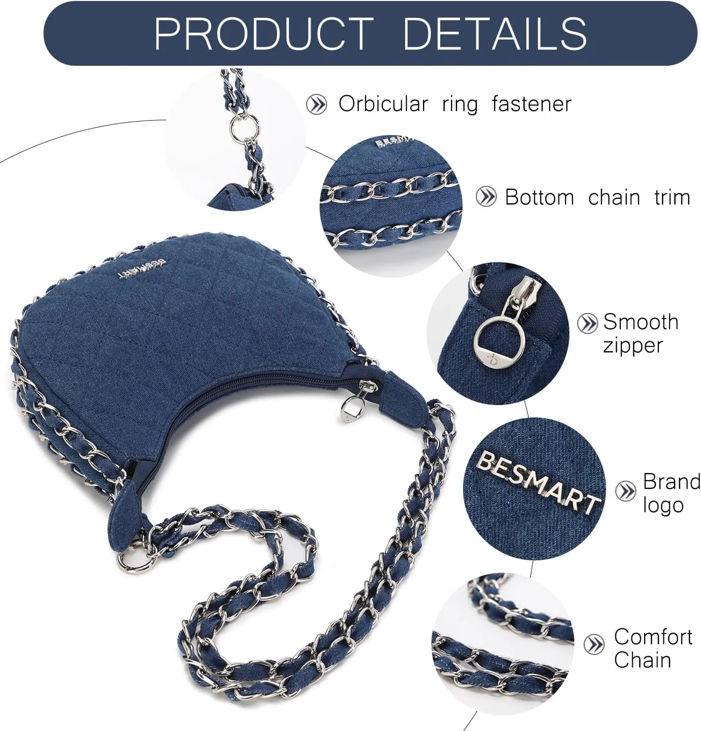 Denim Crossbody Bag Quilted Shoulder Bags for Women