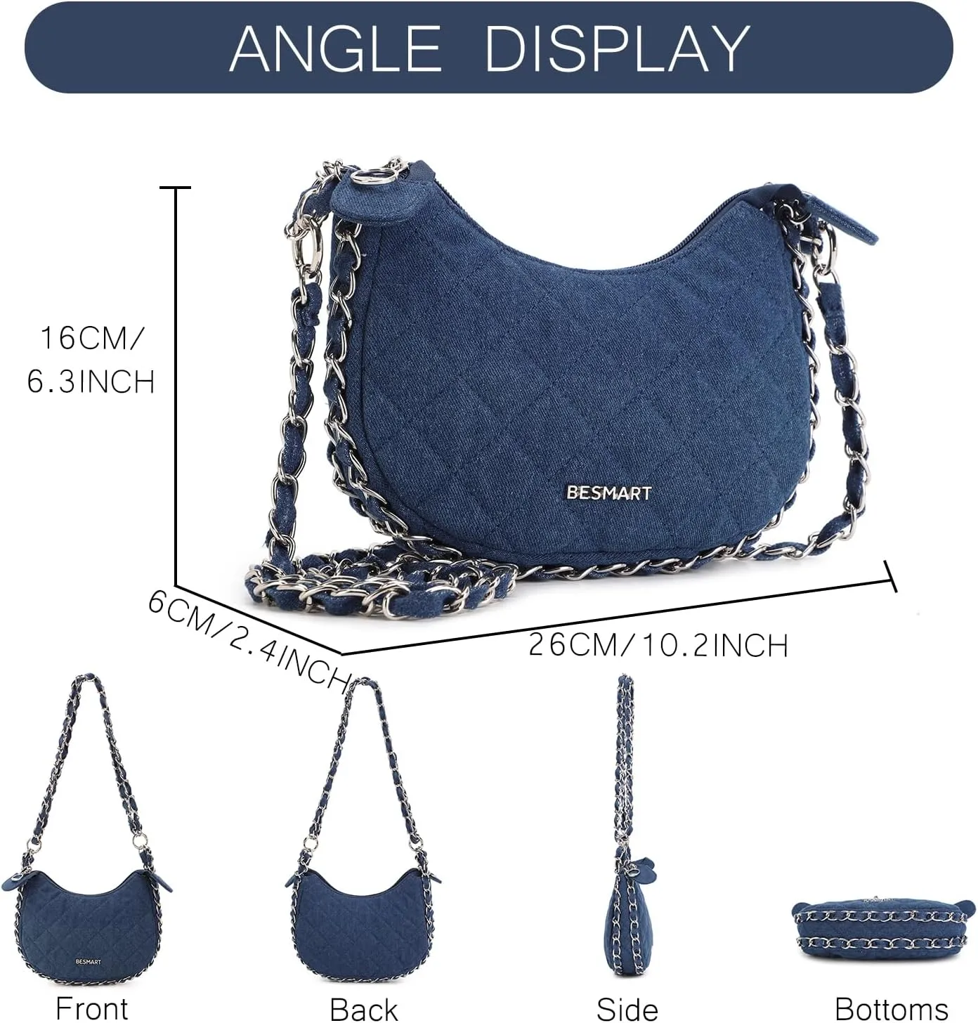 Denim Crossbody Bag Quilted Shoulder Bags for Women