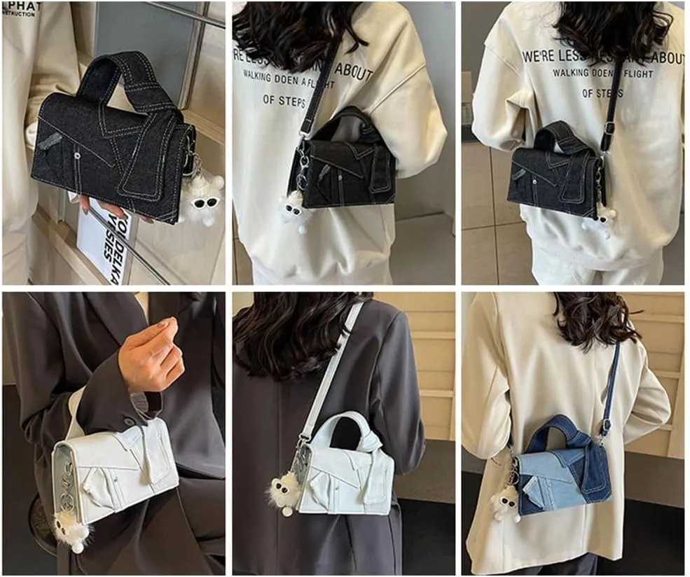 Denim crossbody bags for women Denim purses for women Premium Texture Crossbody Bag Top Handle Clutch Handbag 2025 New