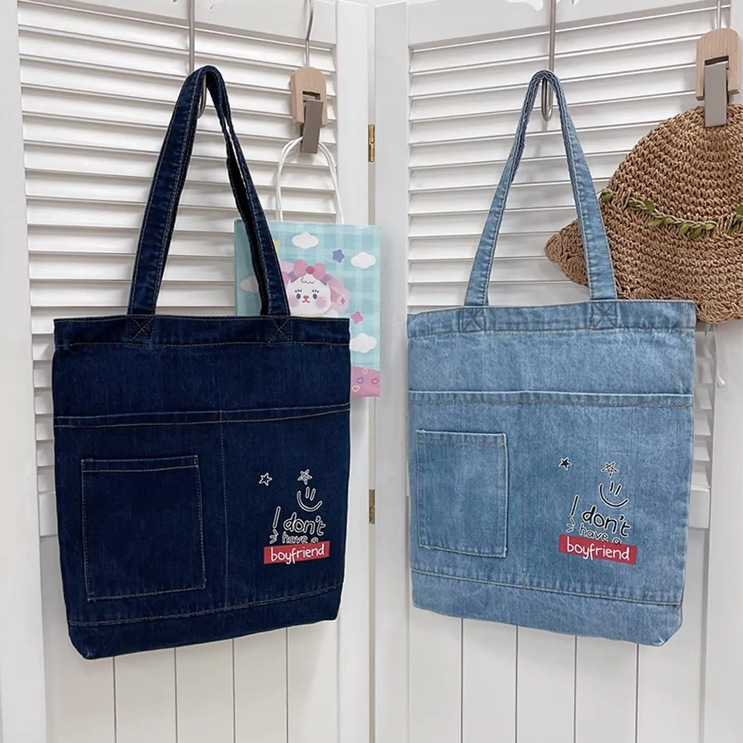 Denim Crossbody Hobo Bag Shoulder Bag for Women Casual Lightweight Handbag for Shopping Work Travel