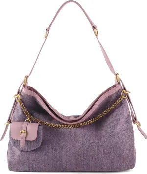 Denim Handbags for Women Jean Purse with Multiple Pockets Denim Blue Pocketbooks Tote Hobos Crossbody Bags