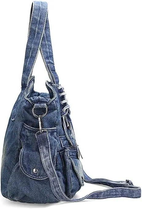 Denim Hobo Bag for Women Jeans Purse Large Capacity Handbags Vintage Shoulder Bags Casual Tote Bag Crossbody Bag