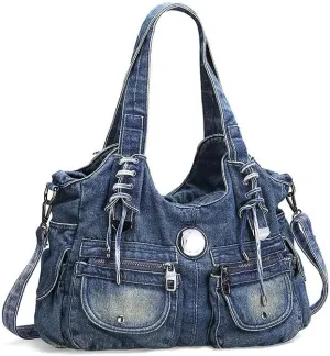 Denim Hobo Bag for Women Jeans Purse Large Capacity Handbags Vintage Shoulder Bags Casual Tote Bag Crossbody Bag