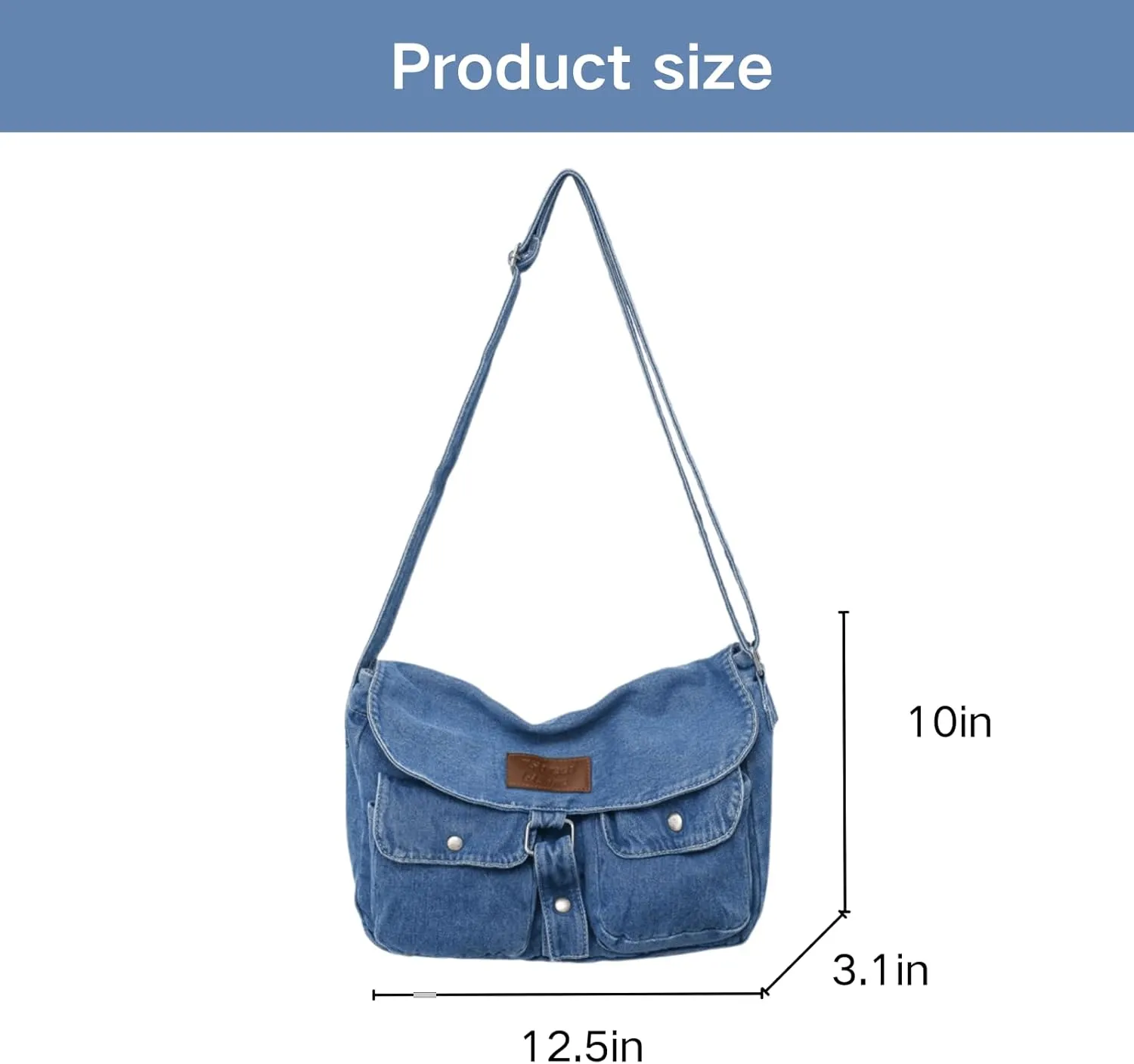 Denim Messenger Shoulder Bag, Blue Jean Hobo Tote Bag,Retro Denim Large Crossbody Bag Purse For Women Men 2024