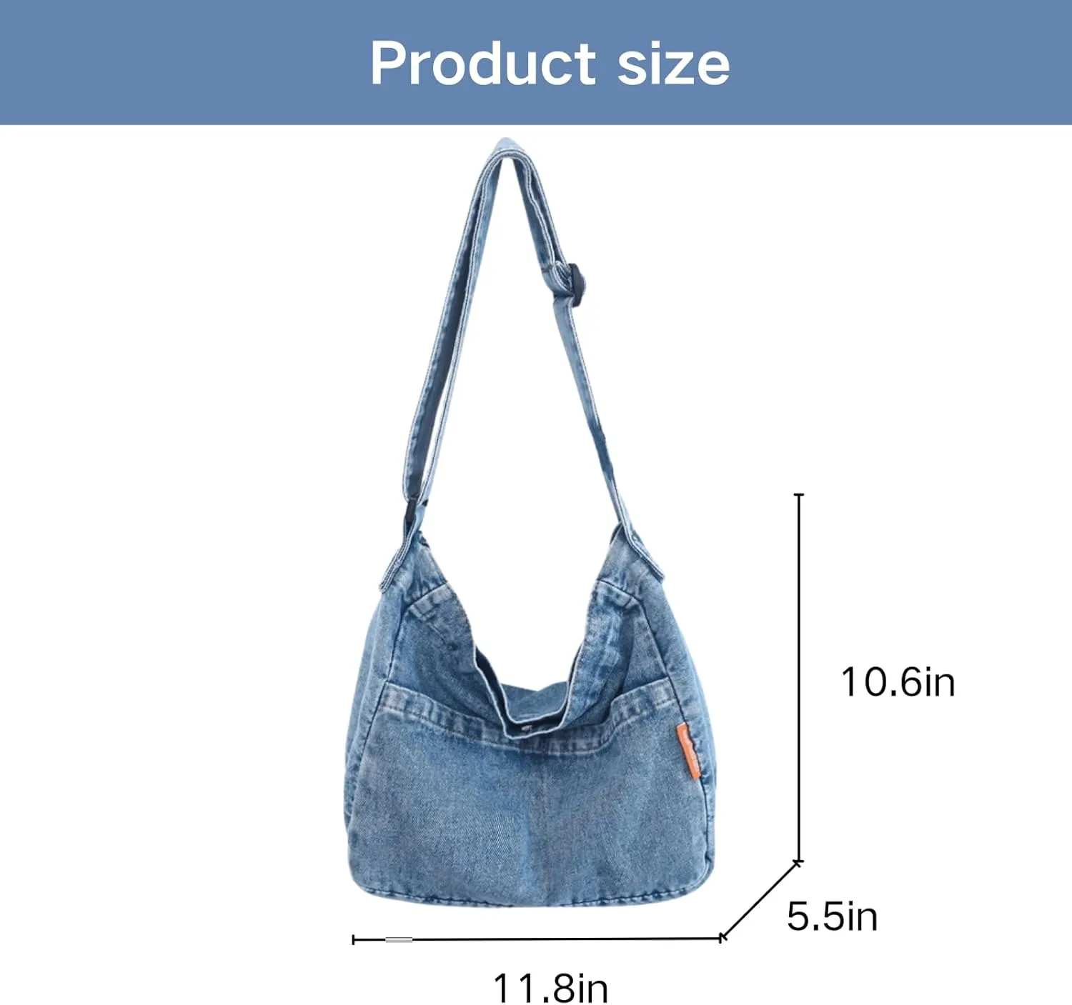 Denim Messenger Shoulder Bag, Blue Jean Hobo Tote Bag,Retro Denim Large Crossbody Bag Purse For Women Men 2024