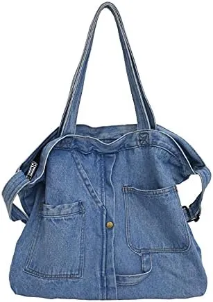 Denim Shoulder Bag Canvas Messenger Bag for Women Men Tote Bag Casual Retro Aesthetic Crossbody Bag Hobo Handbag