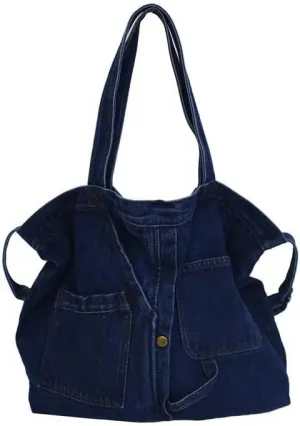 Denim Shoulder Bag Canvas Messenger Bag for Women Men Tote Bag Casual Retro Aesthetic Crossbody Bag Hobo Handbag