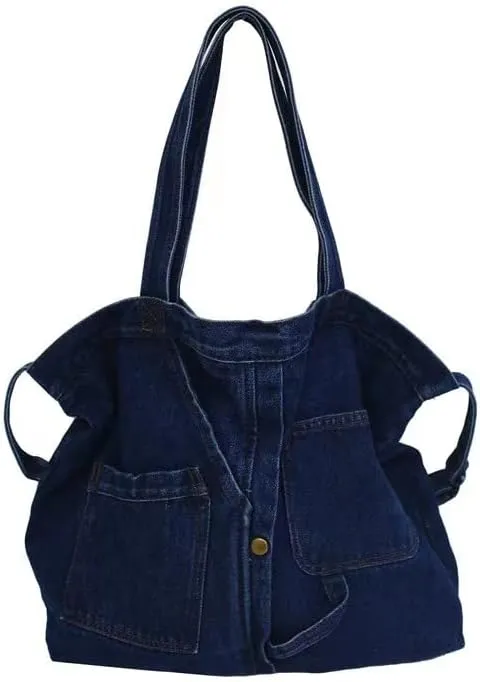 Denim Shoulder Bag Canvas Messenger Bag for Women Men Tote Bag Casual Retro Aesthetic Crossbody Bag Hobo Handbag
