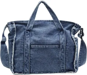 Denim Tote Bags for Women Jean Purse Casual Denim Handbag Large Capacity Crossbody Shoulder Bag