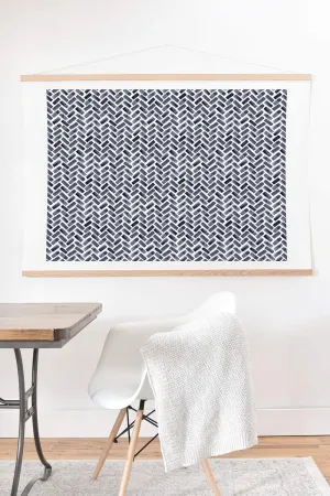 Deny Designs Little Arrow Design Co. Arcadia Herringbone in Indigo Art Print & Hanger, 18x24, Blue