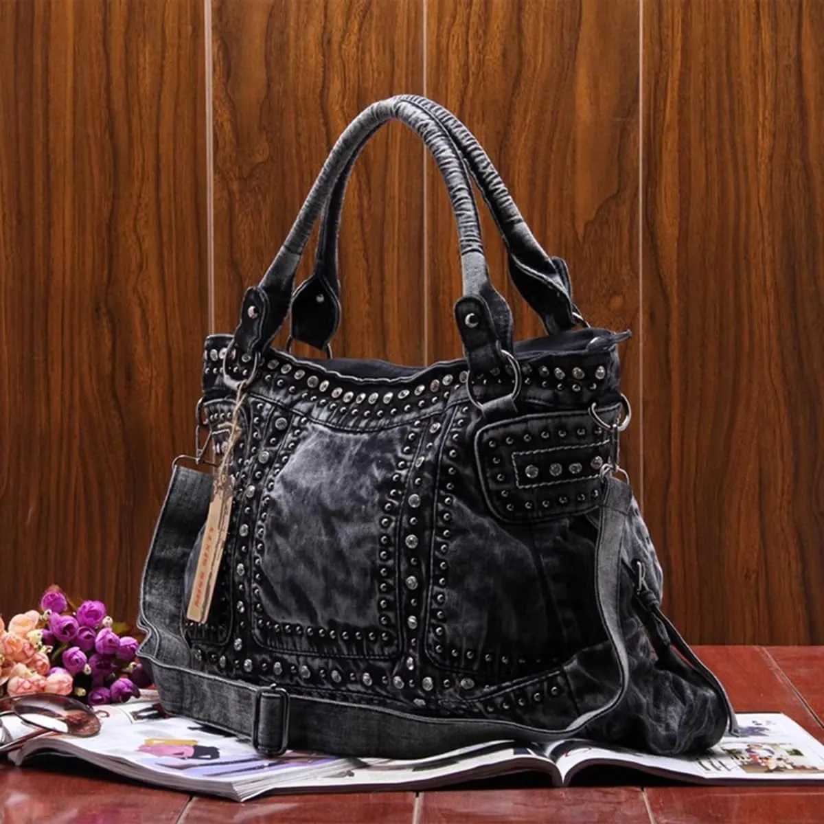 Designer Denim Handbags for Women Hobo Tote Bag Crossbody Denim Purses Blue Jean Shoulder Bag