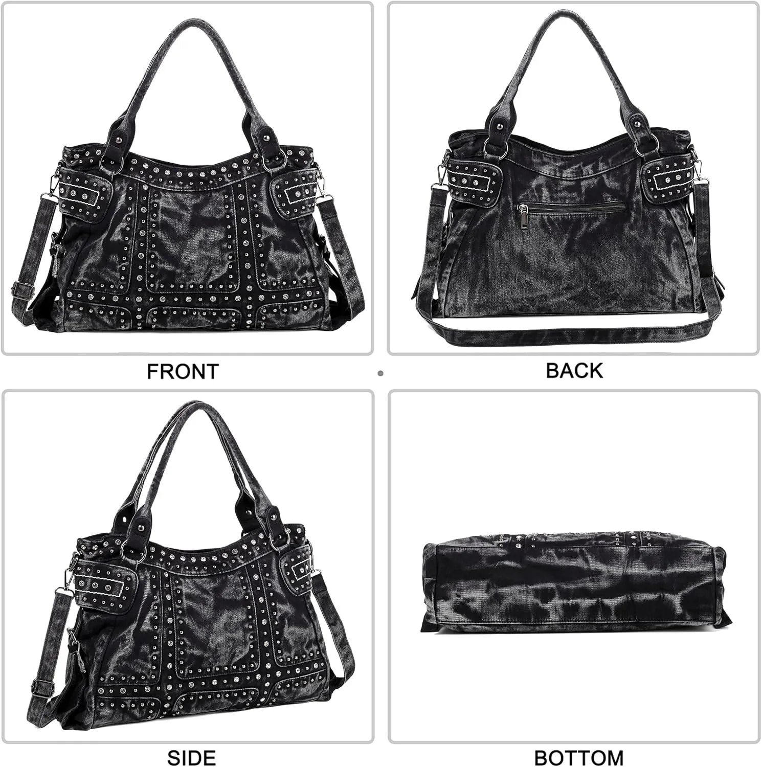 Designer Denim Handbags for Women Hobo Tote Bag Crossbody Denim Purses Blue Jean Shoulder Bag